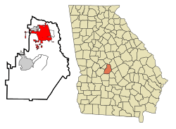 Location in Houston County and the state of Georgia