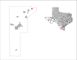 Location of Sandia in Jim Wells County, Texas