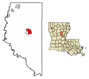 Location of Jena in LaSalle Parish, Louisiana.