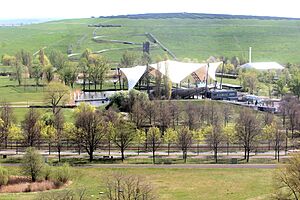 Magdeburg, Blick vom Jahrtausendturm zur Seebühne