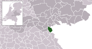 Highlighted position of Groesbeek in a municipal map of Gelderland