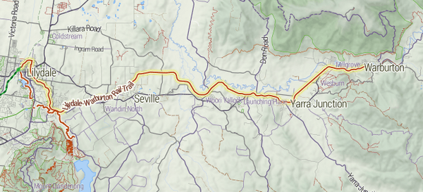 Map of Lilydale-Warburton Rail Trail Stevage