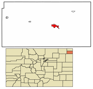 Location of the City of Holyoke in Phillips County, Colorado.