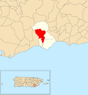 Location of Pitahaya within the municipality of Arroyo shown in red