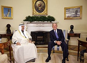 President George W. Bush meets with Kuwait's Prime Minister Nasser Al-Sabah