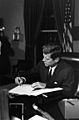 President Kennedy signs Cuba quarantine proclamation, 23 October 1962
