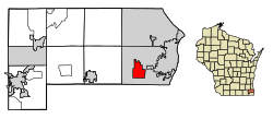 Location of Sturtevant in Racine County, Wisconsin.