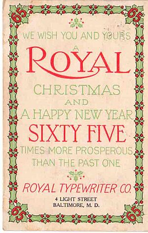 Royal Typewriter Christmas Card 1909