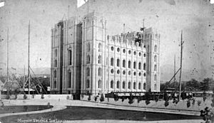 Salt Lake Temple under construction 1880s