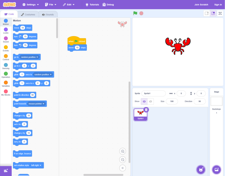 Scratch editor screenshot