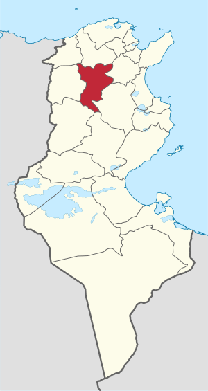Map of Tunisia with Siliana highlighted