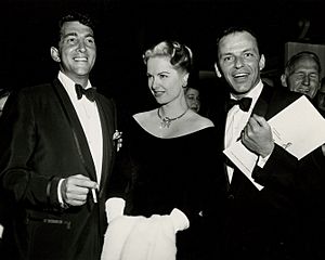 Some Came Running film premiere (1958-12-18) - Martin, Hyer, Sinatra publicity photo