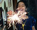 Sparkles phuljhari fireworks on DIWALI, festival of lights