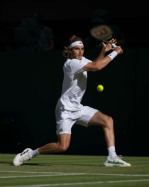 Stefanos Tsitsipas at Wimbledon, 2022.