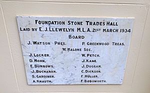 Toowoomba Trades Hall foundation stone