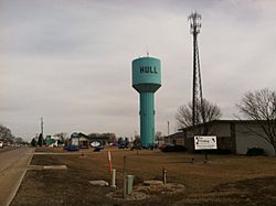 Water tower located in the Hull (Iowa) Industrial Park just off US Highway 18.