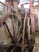 Waterwheel at Mudesley fed by the waters of the river Mun, 5th October 2007