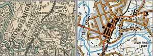 1934 and modern maps of Ōtorohanga, showing the diversions of the Waipā