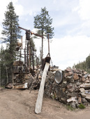 A rubble pile that makes some sort of artistic statement outside Bishop's Castle, a most eclectic art installation 9,000 feet high in the mountains of southern Colorado, up a winding road from San LCCN2015632543
