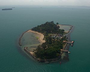 Aerial perspective of Kusu Island, Singapore. Shot in 2016