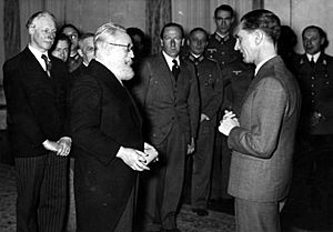 Albert Servaes, leading a delegation of Flemish artists, meets Goebbels