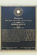 Bishop House, New Brunswick, NJ - information plaque