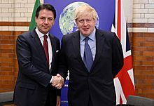 Boris Johnson and Giuseppe Conte at the launch of COP26
