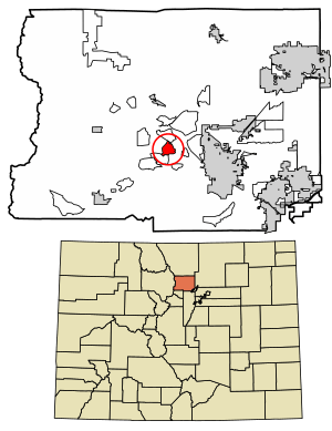 Location of the Crisman CDP in Boulder County, Colorado.