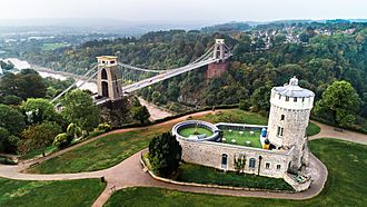 Clifton Suspension Bridge and the Observatory in Bristol, England.jpg