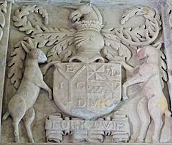 Cunningham and Campbell conjoined arms. Glencairn Aisle, Kilmaurs, East Ayrshire