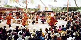 Dancing at Sho Dun Festival, Norbulingka.JPG