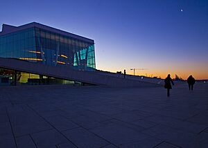 Employees of the Oslo Opera begin arriving at work