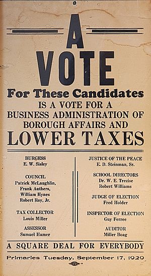Fayette City Pennsylvania 1929 election campaign poster