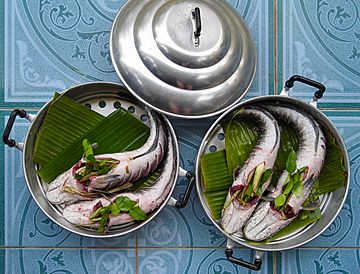 Fish stuffed with Thai herbs