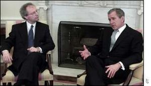 Henry McLeish and George W. Bush in the Oval Office, 2001