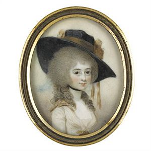 Horace-hone-portrait-of-anne,-countess-of-clare,-wearing-a-white-dress-and-black-hat