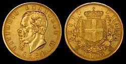 Italy 1864-T BN 100 Lira
