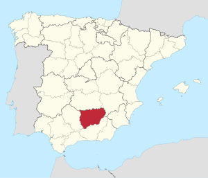 Map of Spain with Jaén highlighted