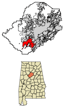 Location of Bessemer in Jefferson County, Alabama.