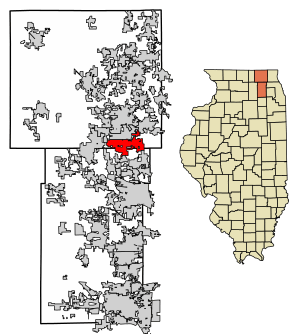 Location of Algonquin in Kane and McHenry Counties, Illinois