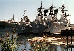 Laid-up Forrest Sherman-class destroyers at Puget Sound in 1990