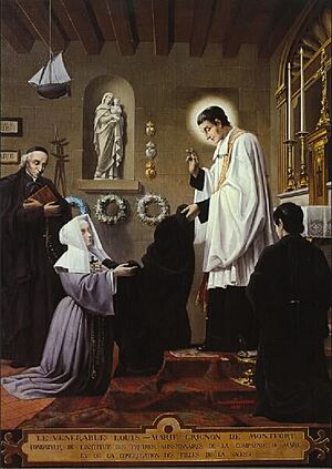 Louis-Marie de Montfort with Marie-Louise Trichet, in the foundation of the Daughter of the Wisdom congregation