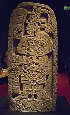MUNAE Stela depicting a maya queen trampling a captive