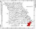 Map of Missouri highlighting Bootheel