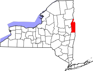Map of New York highlighting Washington County