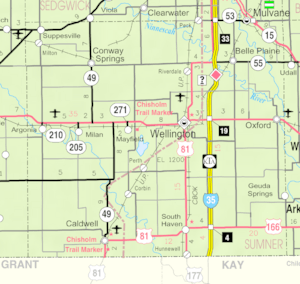 Map of Sumner Co, Ks, USA