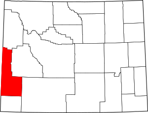 Map of Wyoming highlighting Lincoln County