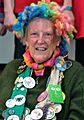 Margaret Mahy at the Kaiapoi Club, 27 July 2011, smiling (digitally altered)