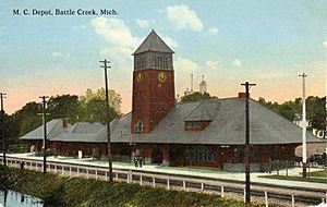 Post Card. Michigan Central Depot in Battle Creek.