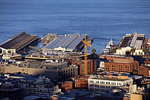 Pier 9 and Pier 15 with construction crane - San Francisco